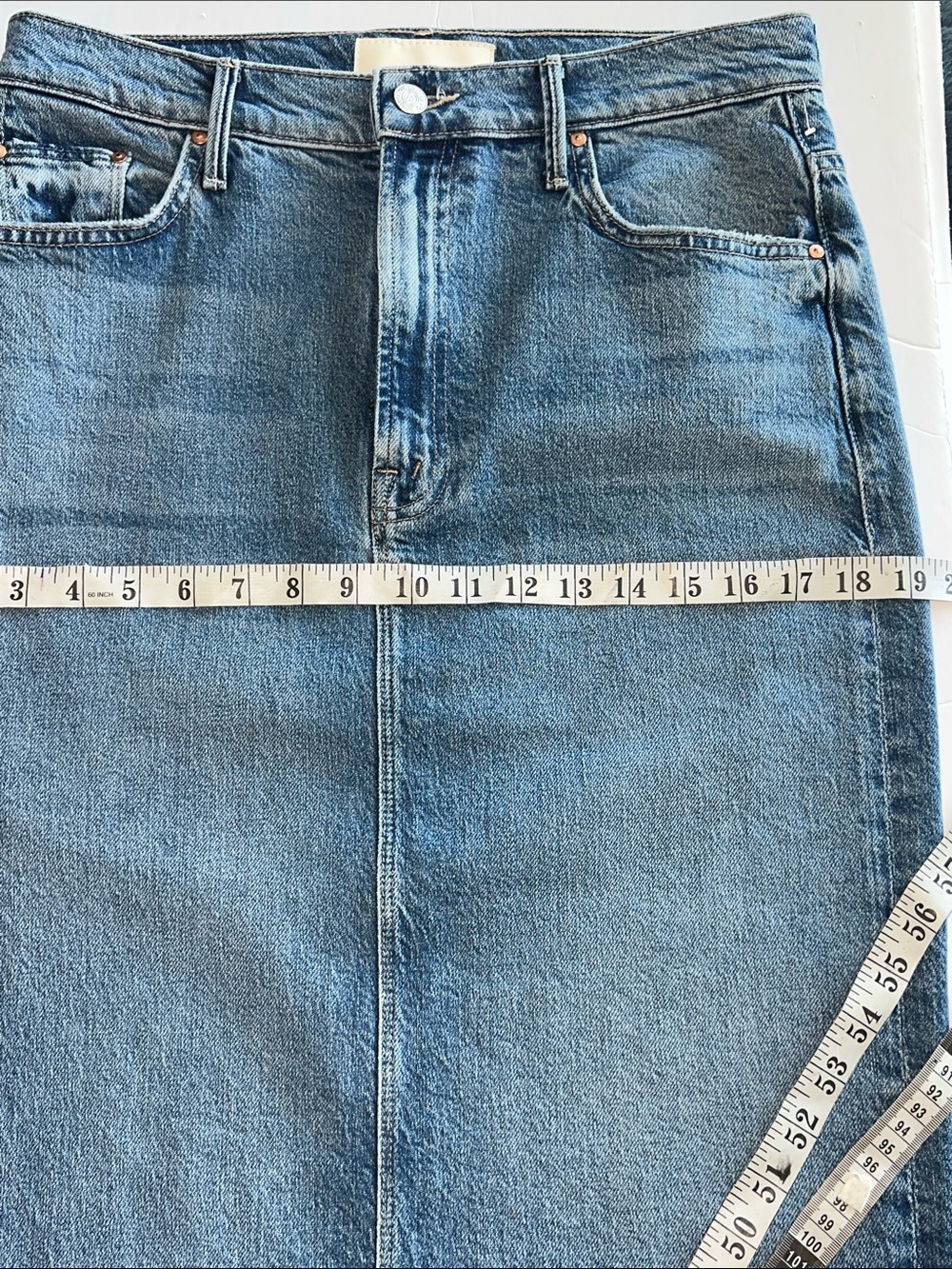 Mother Denim The Split Second Midi Jean Skirt in “Strike a Pose” 28 nwt - Picture 9 of 17